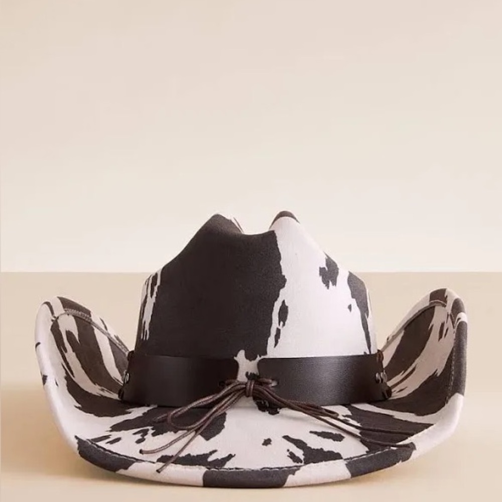 Women's Brown Cow Print Western Cowboy Hat